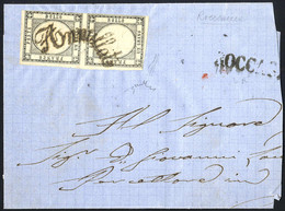 Cover "Roccasecca", 1 Gr. Nero, Coppia Su Gran Parte Di Lettera Annullata Con Timbro A Svolazzo "Annullato", Molto Raro  - Napoli