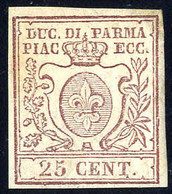 * 1857/59, 25 Cent. Bruno Lilla, Cert. Cardillo (S. 10 / 1400,-) - Parma