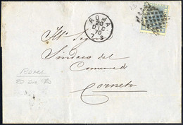 Cover 1870, Lettera Del 20.12.1870 Da Roma Per Corneto, Affrancata Con VE II. 20 Cent. Azzurro, Ben Dentellato, Molto De - Stato Pontificio