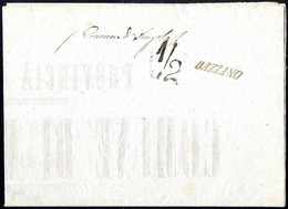 Cover 1859, Manifesto Del 3.8.1859 Da Bologna Ad Anzola Passando Dal Ufficio Postale Di Bazzano Con Porto Assegnato "1/2 - Romagne