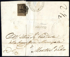 Cover 1859, Lettera Completa Del Testo Del 5.9.1859 Da Bazzano A Monte S. Pietro In Porto Assegnato "1" Baj., Affrancata - Romagna