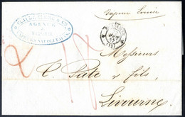 Cover 1857, Lettera Da Marsiglia Col Vapore "Louise" Il 22.8 Per Livorno, Timbro Dell'agenzia Dei Vapori Napoletani - Sardinien