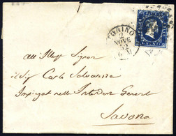 Cover 1852, Lettera Con 20 C. Della I Di Sardegna Annullata A Rombi Con A Lato C.s. Torino Il 2.11 Per Savona, Sass. 2 / - Sardinien