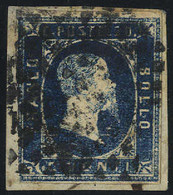 Piece 1851, 20 Cent. Azzurro Vivo, Prima Tiratura, Appena Stretto In Basso, Cert. Cardillo (S. 2e / 3750,-) - Sardegna