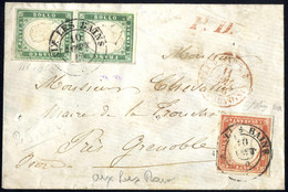 Cover 1856, Lettera Da Aix Les Bains Del 10.8 Per Marie De La Tronche (Francia) Affrancata Per 50 C. Con Coppia Vertical - Sardinien