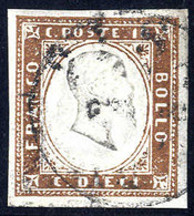 O 1861, 10 Cent. Bruno Cioccolato Scuro, Firm. Cardillo (S. 14Ci / 1500,-) - Sardinien