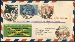 Cover 1933, Zeppelin Rio De Janeiro - Miami, Frankierter Brief Vom 25.10.1933 Nach New York - Other & Unclassified