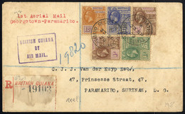 Cover 1929, 1st Aerial Mail Georgetown-Paramaribo: Registered Air Mail Cover Dated 23.9.1929 From Georgetown To Paramari - British Guiana (...-1966)