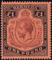 * 1918-22, King George V, High Values, 2s.-1 P., 6 Pieces, Hinged, 4s. Short Coner-teeth, Mi.43-48, S.G.51b-55 / 600,- - Bermuda