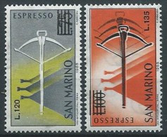 1965 SAN MARINO ESPRESSI BALESTRA 2 VALORI MNH ** - ED - Express Letter Stamps