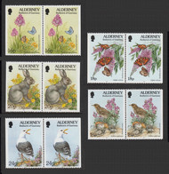 ALDERNEY 1994 Definitive/Flora & Fauna: Set Of 5 Pairs Of Stamps (ex Booklets) UM/MNH - Alderney