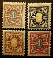 SVERIGE SWEDEN SUEDE 1892, Serie Chiffres Yvert 51 / 54 Neuve ** MNH TB - Neufs