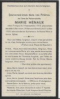 TINTIGNY ..-- Mademoiselle Marie  HENAUX , Née En 1912 , Décédée En 1939 à HARINSART . - Tintigny