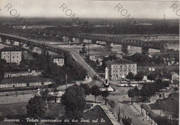 CARTOLINA  PIACENZA,EMILIA ROMAGNA,VEDUTA PANORAMICA DEI DUE PONTI SUL PO,BELLA ITALIA,MEMORIA,STORIA,VIAGGIATA 1955 - Piacenza