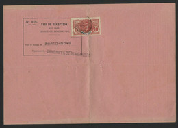 N° 22 AVIS DE RECEPTION D'UN RECOMMANDE De PORTO-NOVO Au Dahomey En 1909 Pour Loango Au Congo (voir Description) - Cartas