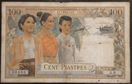 Indochina Indochine Vietnam Viet Nam Laos Cambodia 100 Piastres Fine Banknote Note / Billet 1953 - Pick # 108 / 2 Photos - Indochina