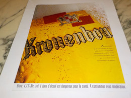 ANCIENNE PUBLICITE   BIERE KRONENBOURG 1991 - Alcools