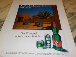 ANCIENNE  PUBLICITE TERRASSE AU RIAD SALAM GET 27 1992 - Alcools