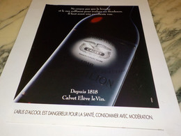 ANCIENNE  PUBLICITE ELEVE LE VIN   LES VINS  CALVET  1992 - Alcools