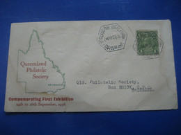 BRISBANE 1936 Phil Soc Exhibition Cancel Damaged Cover AUSTRALIA - Briefe U. Dokumente