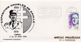 Flamme Sur Enveloppe : Exposition Charles De Gaulle (Cambrai Ppal, 59-Nord) Du 18-06-1990 Sur YT 2634 - Annullamenti Meccanici (pubblicitari)