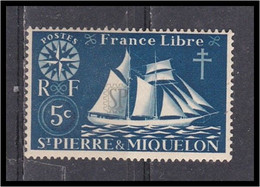 Saint Pierre Et Miquelon 1942 Series London St Malo Fishing Schooner Compasses Sailing Ships FRANCE LIBRE Cross Lorraine - Neufs