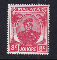 Malaya - Johore: 1949/55   Sultan Ibrahim    SG138    8c  Scarlet   MH - Johore