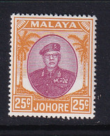 Malaya - Johore: 1949/55   Sultan Ibrahim    SG142    25c     MH - Johore