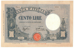 100 LIRE BARBETTI GRANDE B AZZURRO TESTINA FASCIO 02/03/1931 BB+ - Otros