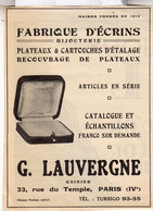 RARE PUB SUR PAPIER - 1912 - FABRIQUE D'ÉCRINS - G. LAUVERGNE - PARIS - VINTAGE - Other & Unclassified