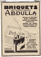 RARE PUB SUR PAPIER - 1912 - BRIQUETS AUTOMATIQUES ABDULLA - PARIS - VINTAGE - Autres & Non Classés