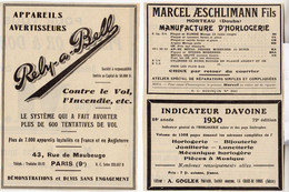 RARE PUB SUR PAPIER - 1907 - HORLOGERIE MARCEL AECHILIMANN - MORTEAU DOUBS - A. GOGLER SUISSE - RELY-A-BELL -  - VINTAGE - Otros & Sin Clasificación