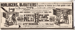 RARE PUB SUR PAPIER - 1907 - HORLOGERS BIJOUTIERS - MACHINE A COUDRE NEW HOME - ALBERT RICBOURG - PARIS - VINTAGE - Otros & Sin Clasificación