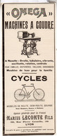 RARE PUB SUR PAPIER - 1907 - MACHINE A COUDRE OMEGA - CYCLES - MODELES ROUTE COURSE MARIUS LECOMTE FILS - LYON - VINTAGE - Autres & Non Classés