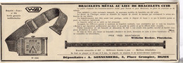 RARE PUB SUR PAPIER - 1907 - BRACELETS METAL AU LIEU DE BRACELETS CUIR - MONTRES - WB - DIJON - VINTAGE - Montres Anciennes