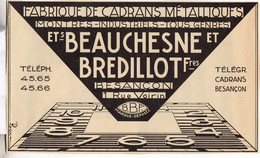 RARE PUB SUR PAPIER - 1907 - FABRIQUE DE CADRANS MÉTALLIQUES - MONTRES - BEAUCHESNE ET BREDILLOT - BESANCON - VINTAGE - Montres Anciennes