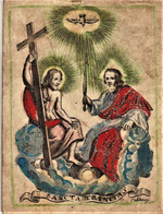 TOP "Image Pieuse - Parchemin " Sancta Trinitas- H.drievuldigheid " -XVIII E Siècle   -  Holycard Illustr.Cabbaeye - Images Religieuses