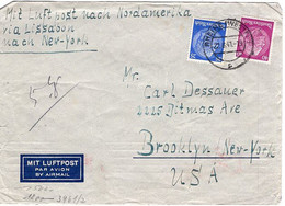 49657 - Deutsches Reich - 1941 - 40Pfg. Hindenburg Etc. A. Lp.-Bf. RHEINE -> USA, M. "Israel" - Judaisme