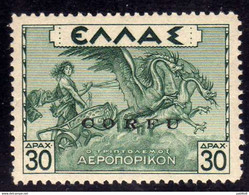 CORFU' 1941 POSTA AEREA SOPRASTAMPATO  DI GRECIA AIR MAIL OVERPRINTED GREECE DRACME 30d MNH FIRMATO SIGNED - Corfù