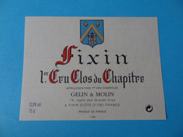 Etiquette Neuve Fixin 1er Cru Clos Du Chapitre Gelin Et Molin - Bourgogne