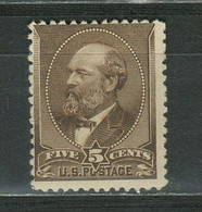 United States 1882 ☀ 5 Cent - James A. Garfield N 31 - $240 ☀ MH - Unused - Nuovi