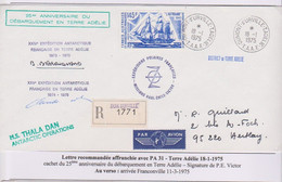 TAAF - Terre Adelie - 25ème Anniversaire - 18-1-75 - Signatures - Brieven En Documenten