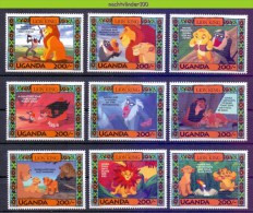 NâpA037 WALT DISNEY LION KING KAT LEEUW AAP VOGEL BIRD MONKEY LIONS WILD CAT UGANDA 1994 PF/MNH - Disney