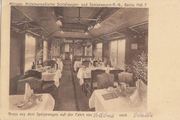 Gruss Aus Dem Speiswagen Auf Dem Fahrt  Vom Cottbus Nach Halle, Mitropa 1935. - Trains