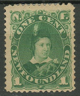 Canada - Newfoundland 1887 /1896 1c.☀ Dark Green ☀ Unused MH - Nuovi