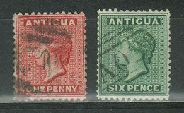 Antigua 1884 ☀ One & Two Penny - Victoria Set CV 205 Eur ☀ Used - 1960-1981 Autonomia Interna