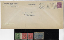 Canada 1947 Cover Department Of Transport Perfin OH/MS On Her/His Majesty 's Service + 4 Stamp - Perfins