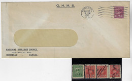 Canada 1947 Cover National Research Council Perfin OH/MS On Her/His Majesty 's Service + 4 Stamp - Perforés