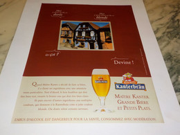 ANCIENNE PUBLICITE BIERE  DE KANTERBRAU 1997 - Alcools