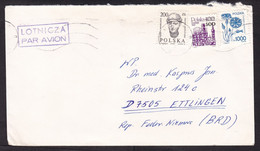 Poland: Airmail Cover To Germany, 1990s, 3 Stamps, Flower, History, Value Overprint, Inflation: 1700 Zl (minor Damage) - Lettres & Documents